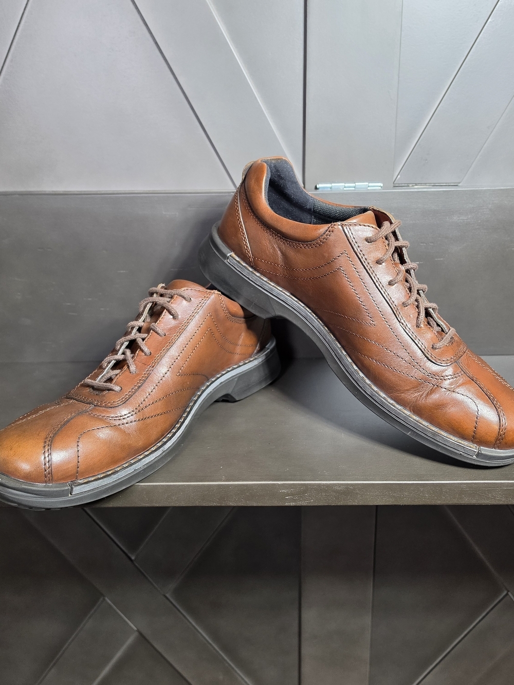 Ecco Light Men's Neoflexor Brown Leather Lace-Up Oxford Comfort Shoe EU 46 US 12